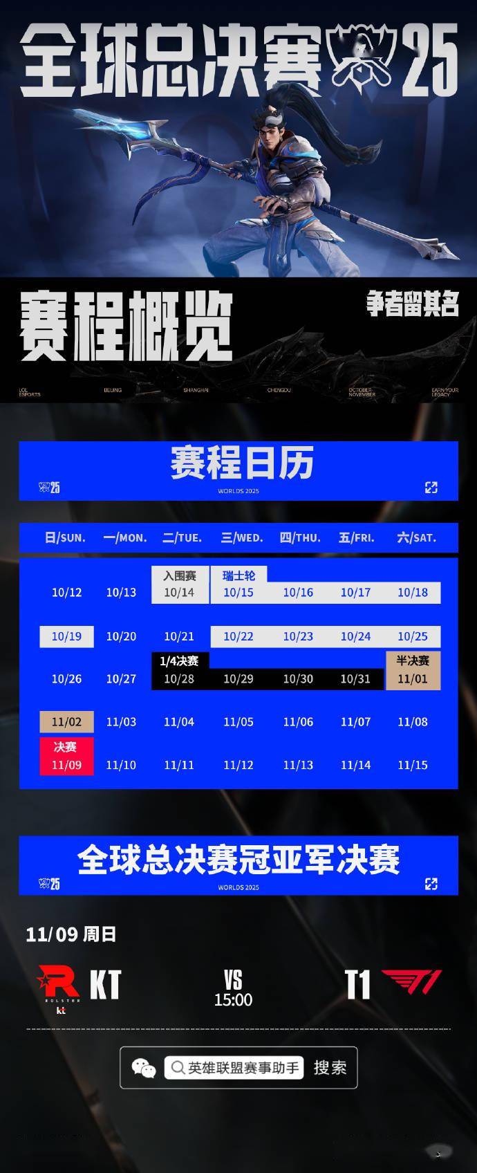 《英雄联盟》S15 全球(qiú)总决赛冠亚军决赛 KT 对阵 T1 今日开战